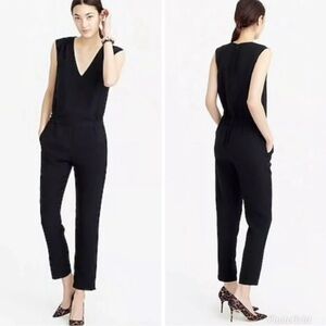 J. Crew Black V- Neck Romper (Size 4)